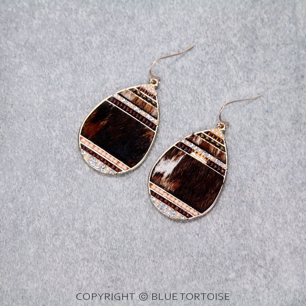 Genuine Leather Teardrop Dangle Earrings
