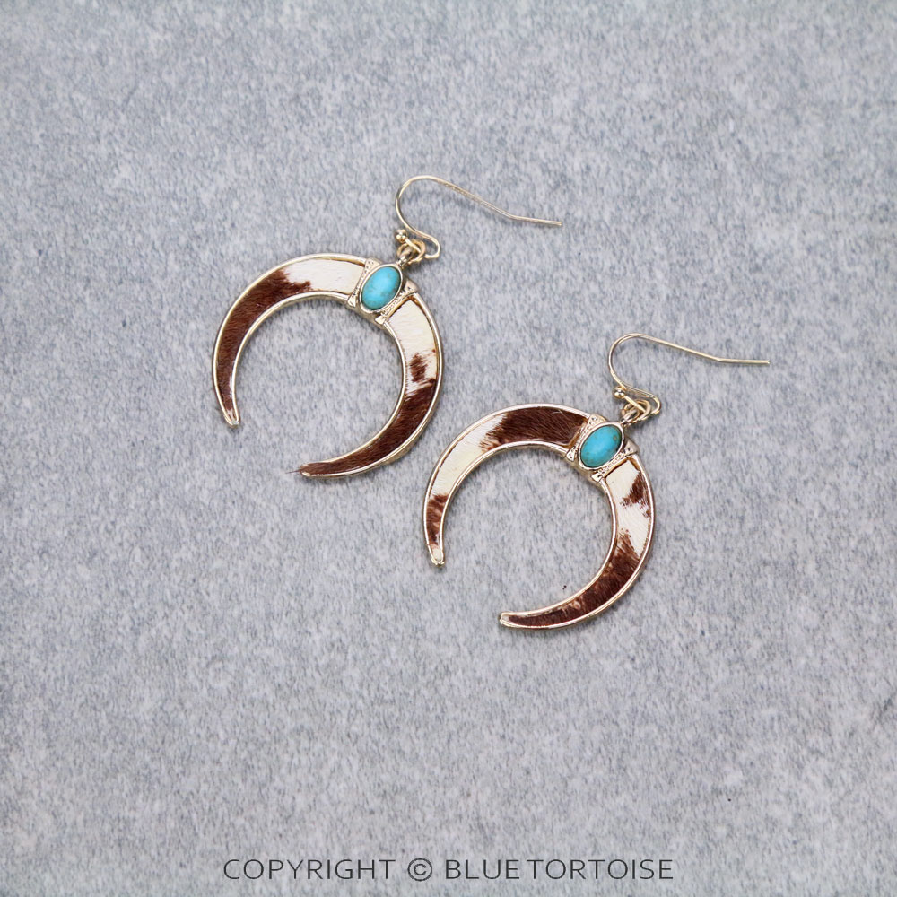 Genuine Leather Squash Blossom Dangle Earrings