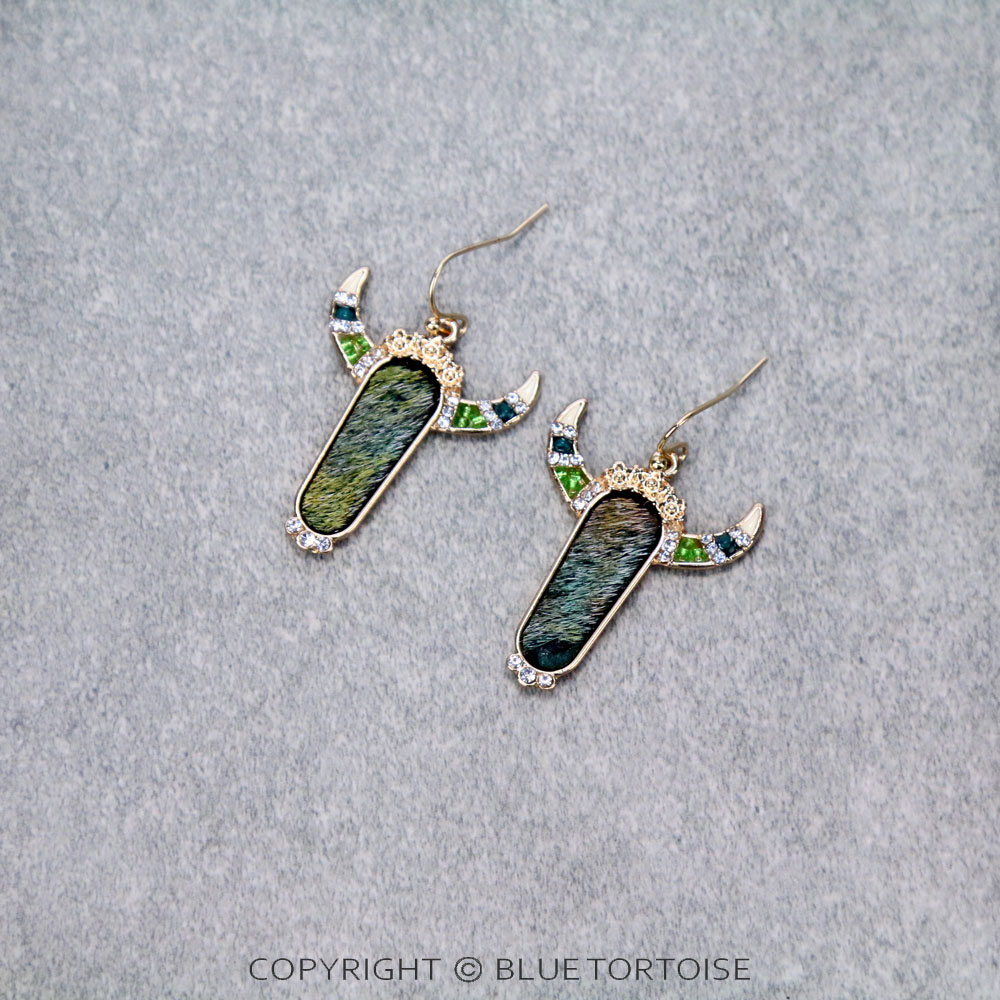 Genuine Leather Longhorn Dangle Earrings