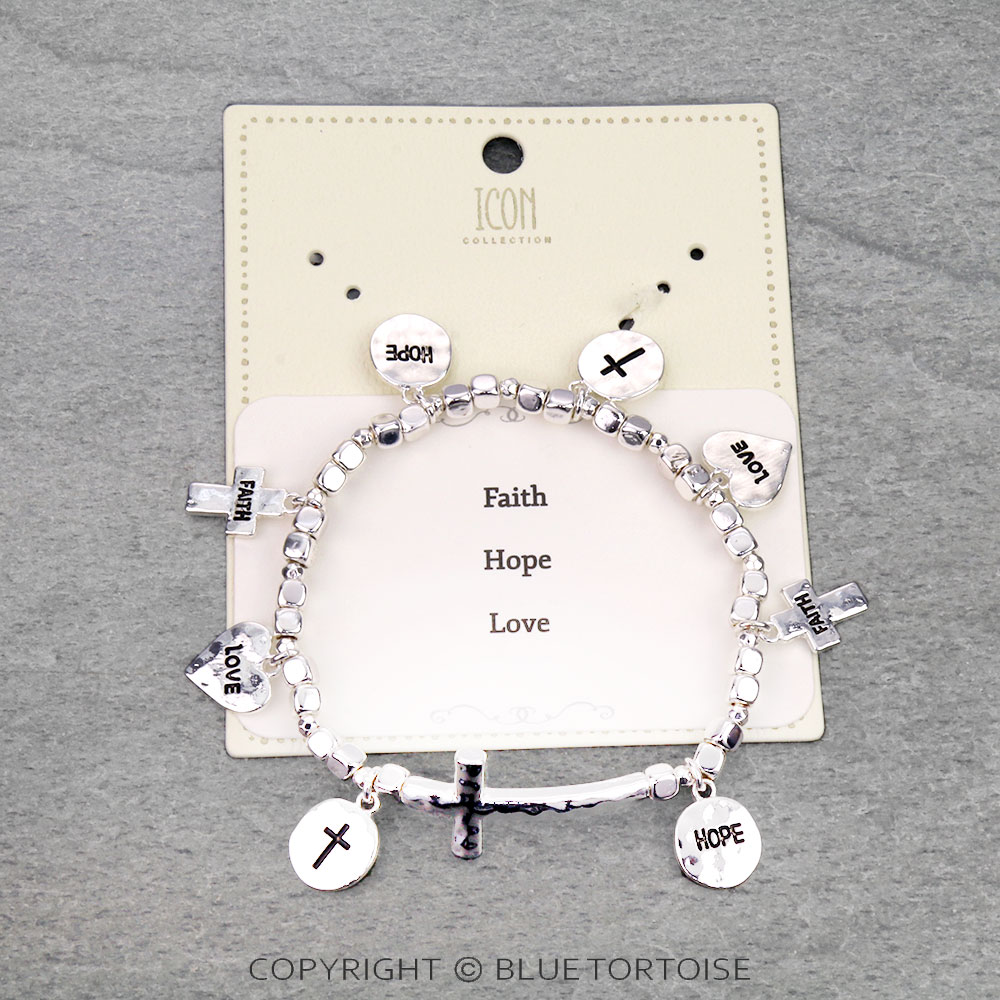 Message CCB Bead Stretch Bracelet - Faith Hope Love