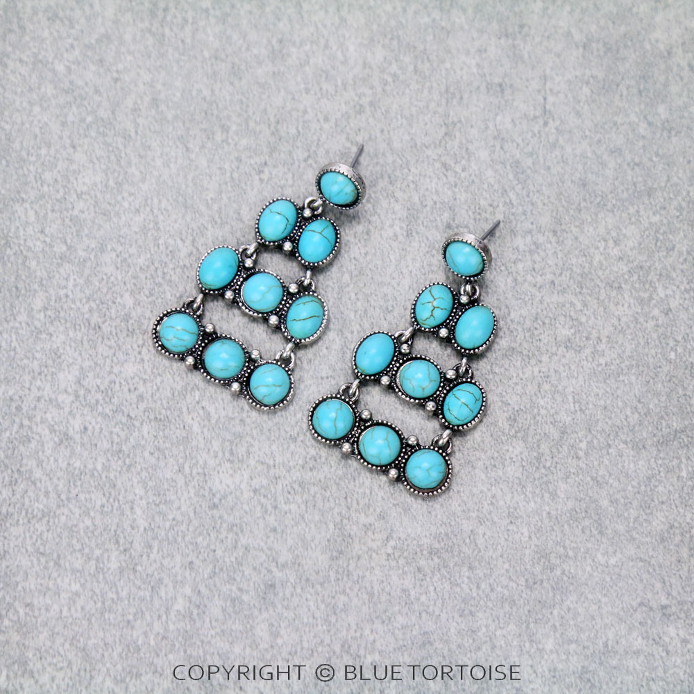 Western Stone Drop Stud Earrings