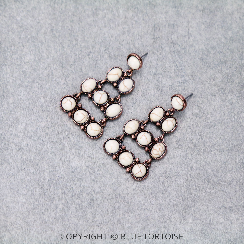 Western Stone Drop Stud Earrings