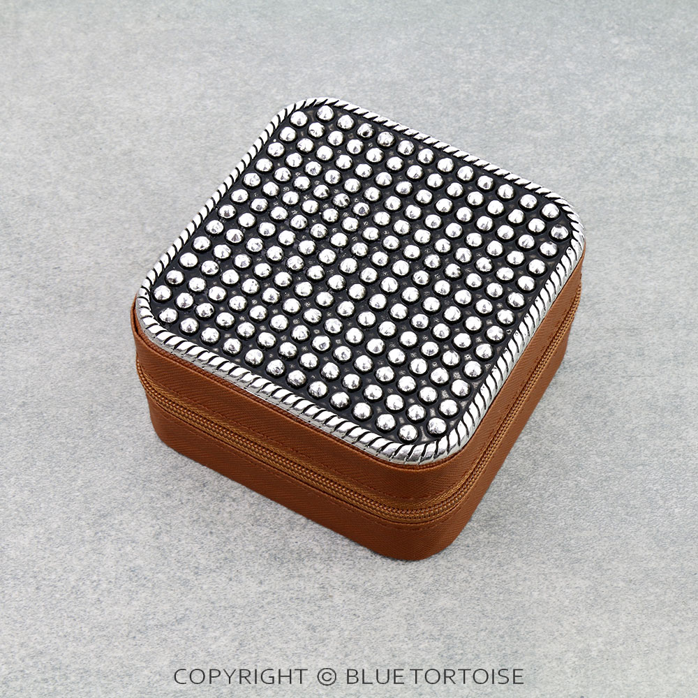 Western Theme Travel Jewelry Box - Bubble Metal Plate
