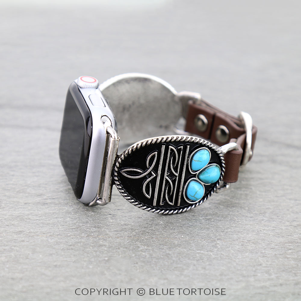 Western Boot Stitch Genuine Leather Apple Watch Band - Image 2