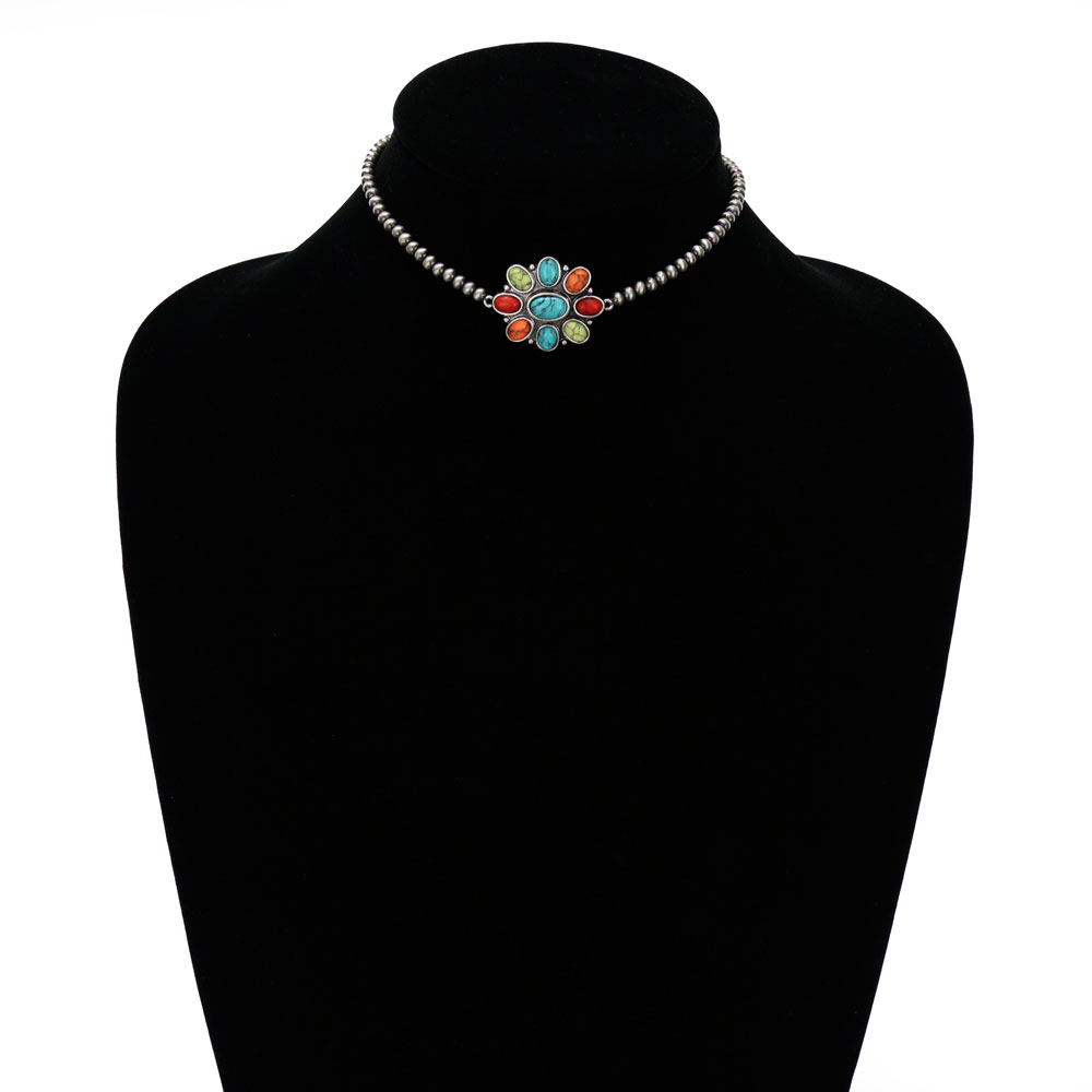 4mm Bead with Concho Pendant Choker - Image 2