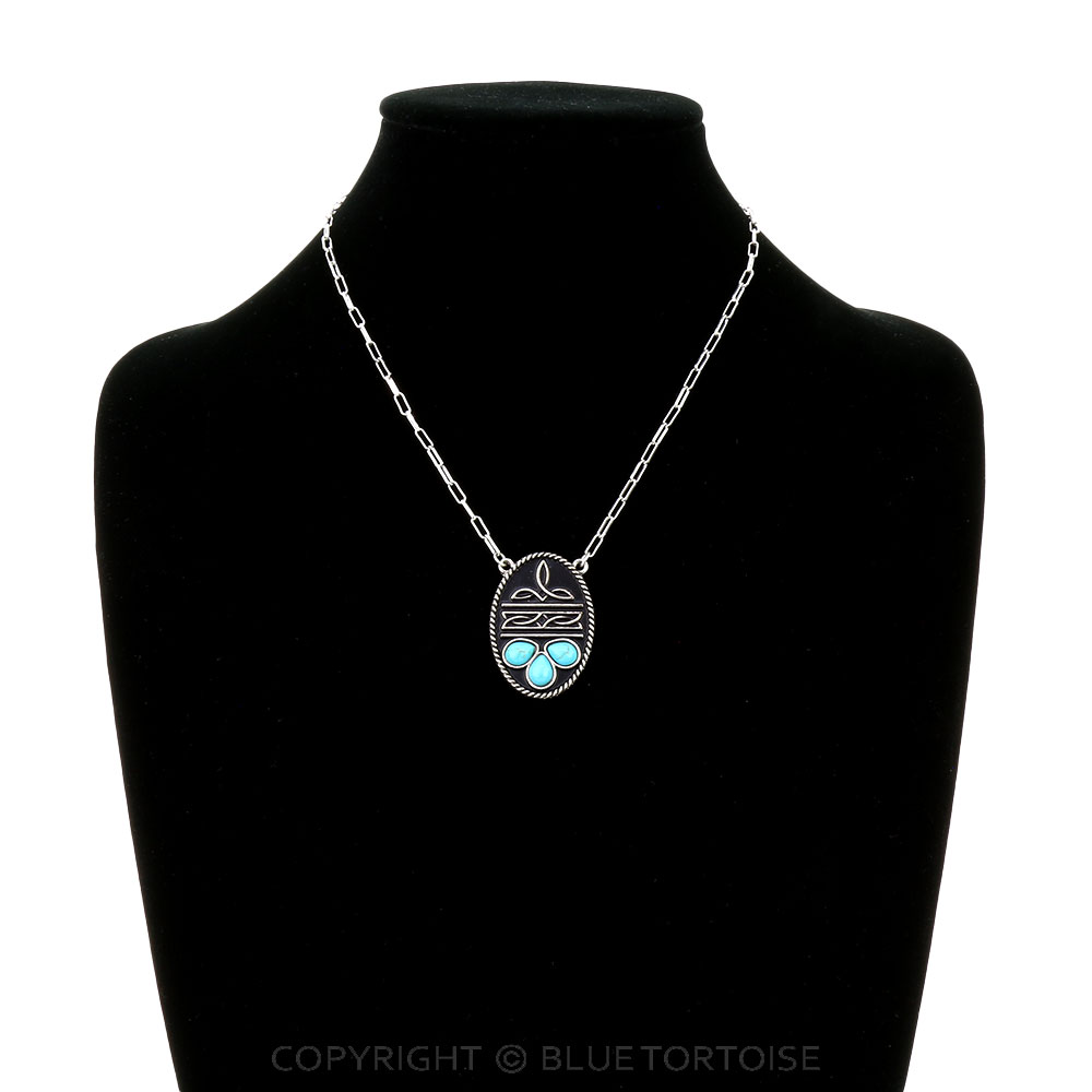 Western Boot Stitch Oval Necklace - Image 2