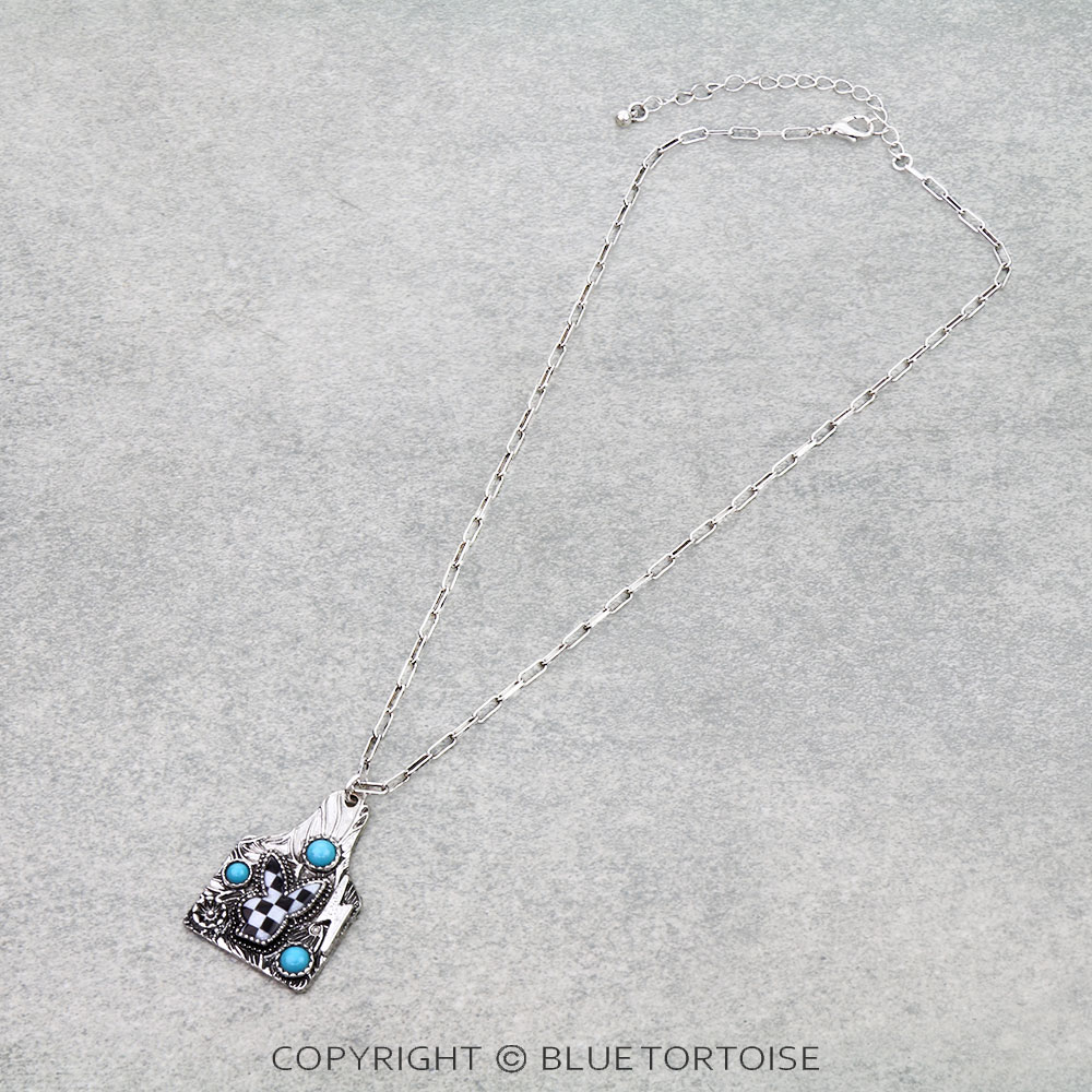 Bunny Checker Ear Tag Necklace