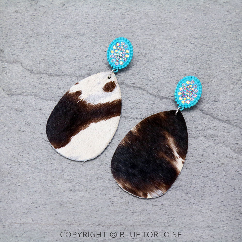 Genuine Leather Cow Teardrop Stud Earrings