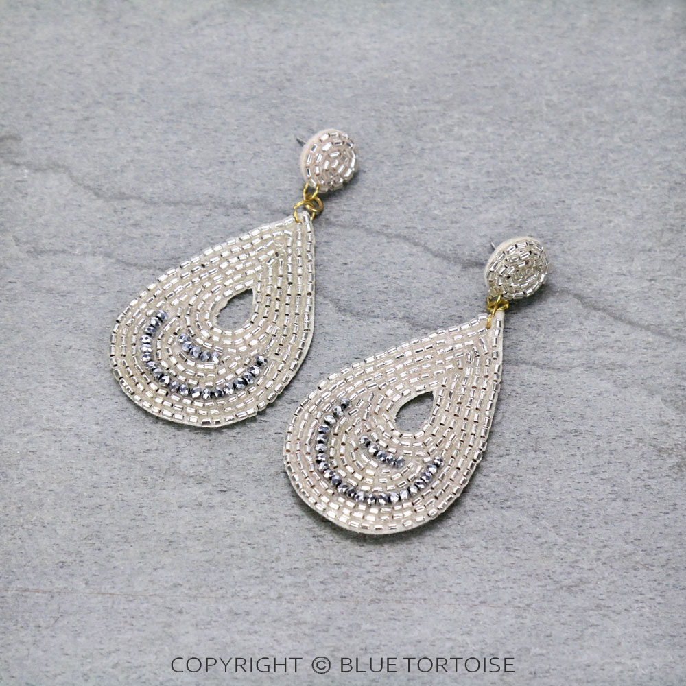 Teardrop Seed Bead Stud Earrings