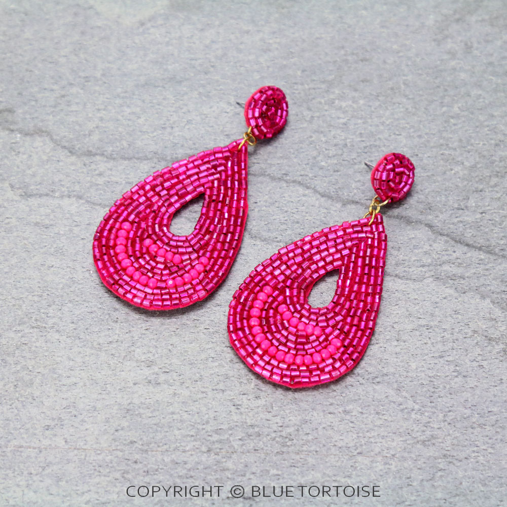 Teardrop Seed Bead Stud Earrings