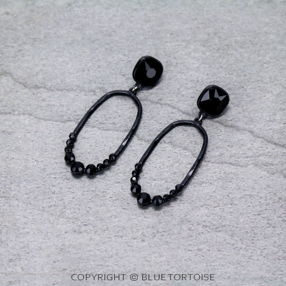 Glass Stone Oval Stud Earrings
