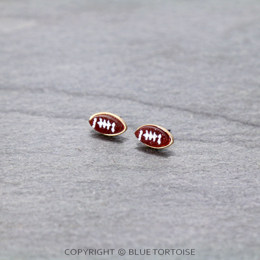 Football Druzy Stone Stud Earrings