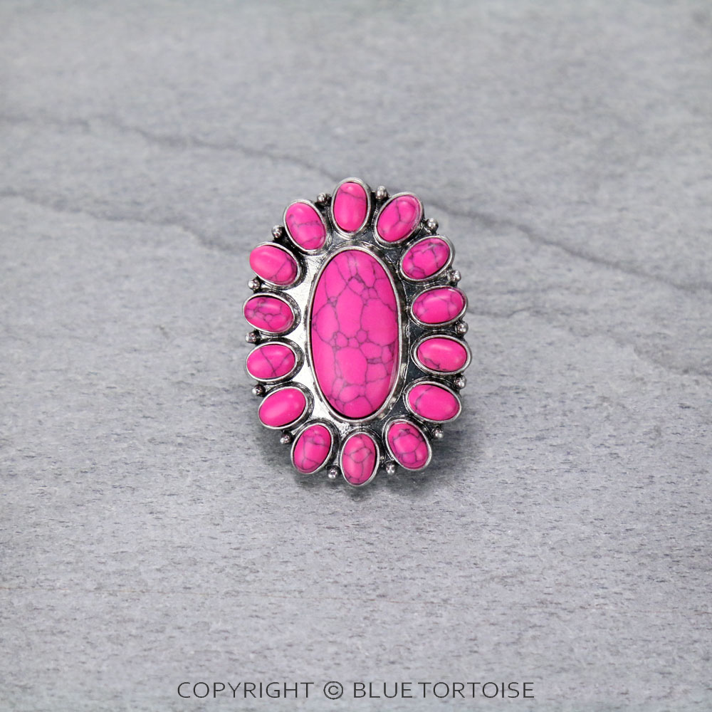 Western Concho Stone Stretch Ring