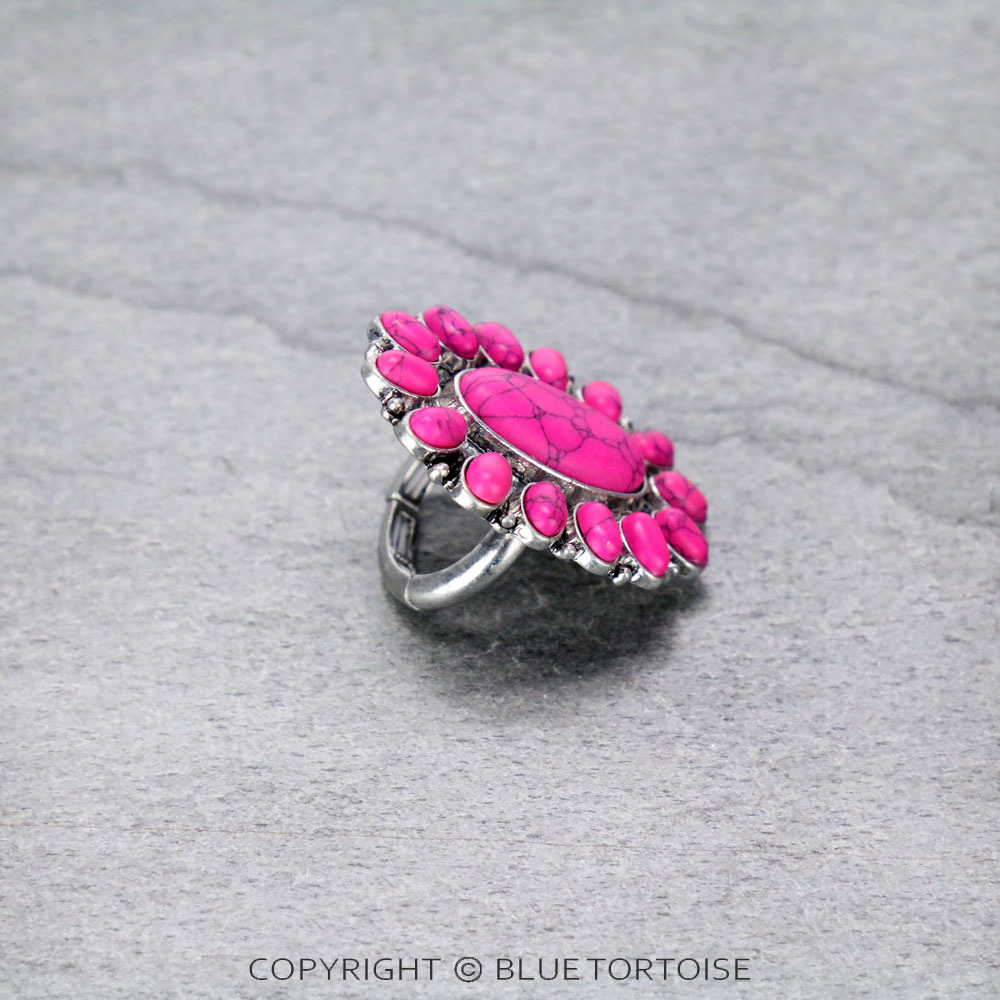 Western Concho Stone Stretch Ring - Image 2
