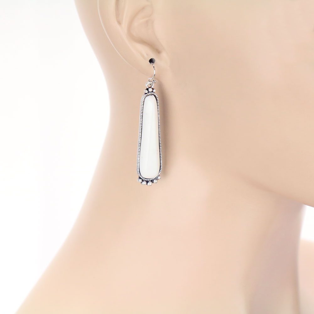 Natural White Stone Earrings - Image 2