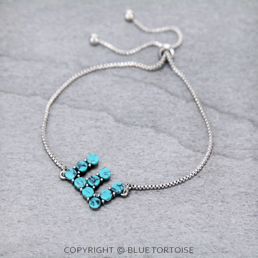 Initial E Stone Adjustable Bracelet