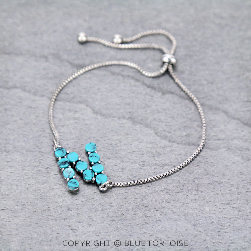 Initial N Stone Adjustable Bracelet