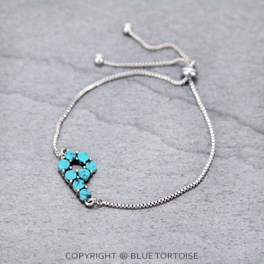 Initial P Stone Adjustable Bracelet