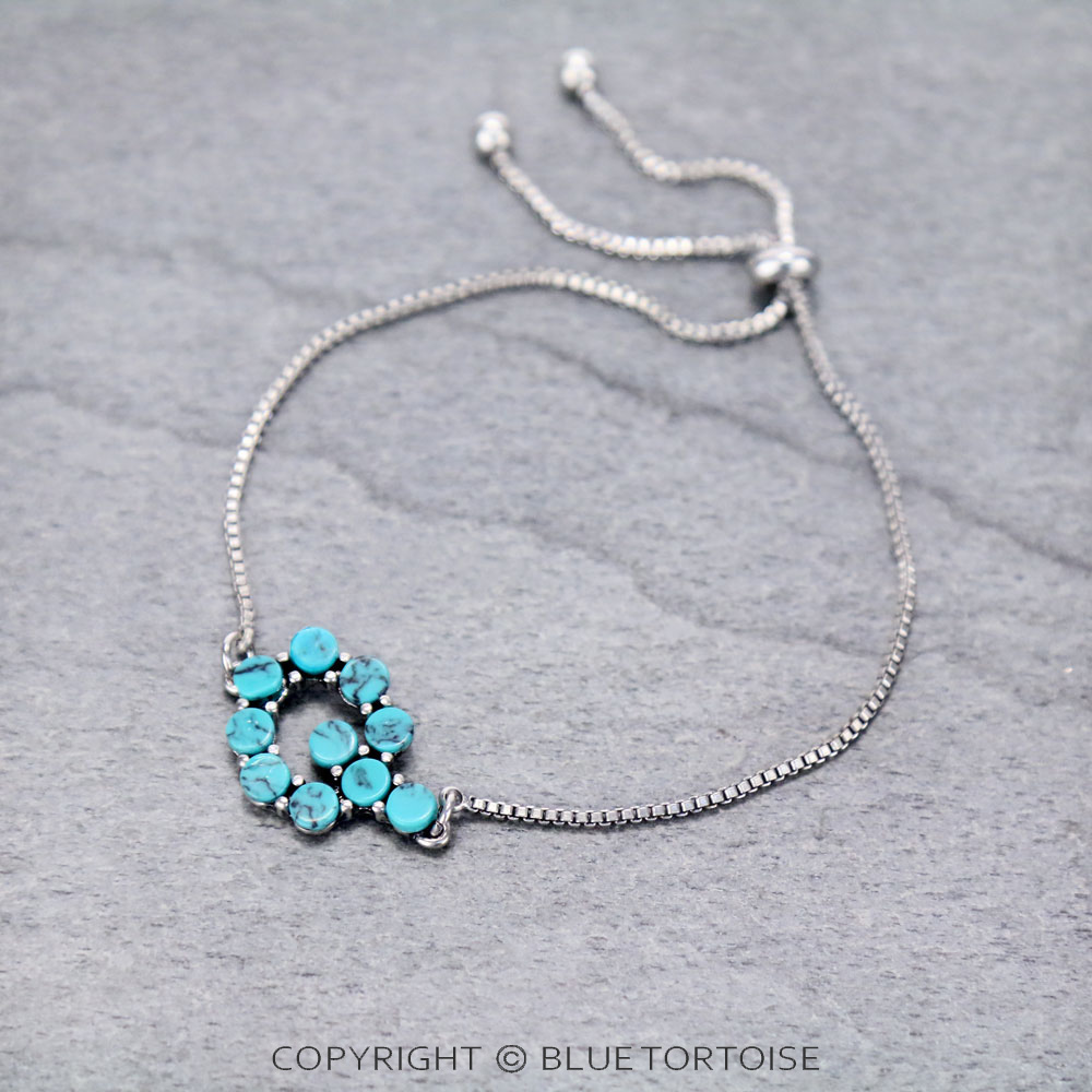Initial Q Stone Adjustable Bracelet