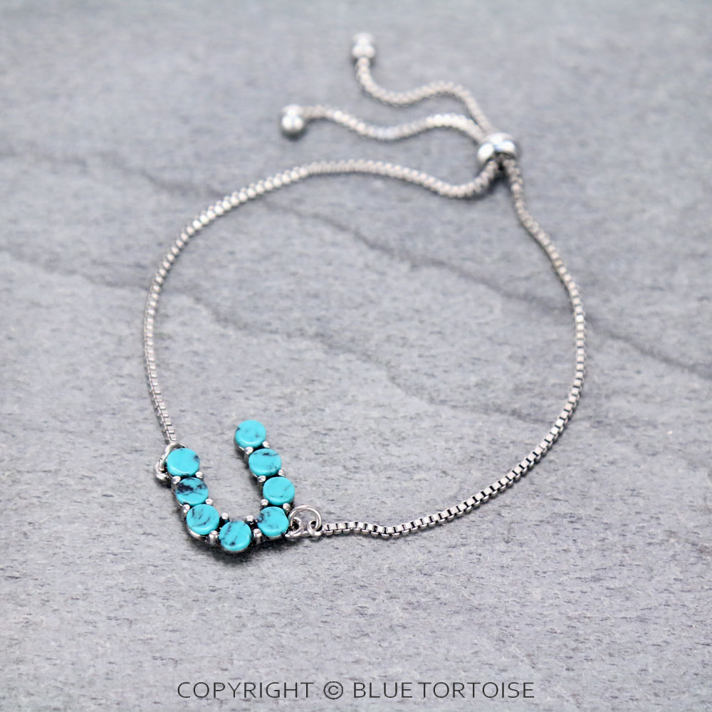 Initial U Stone Adjustable Bracelet