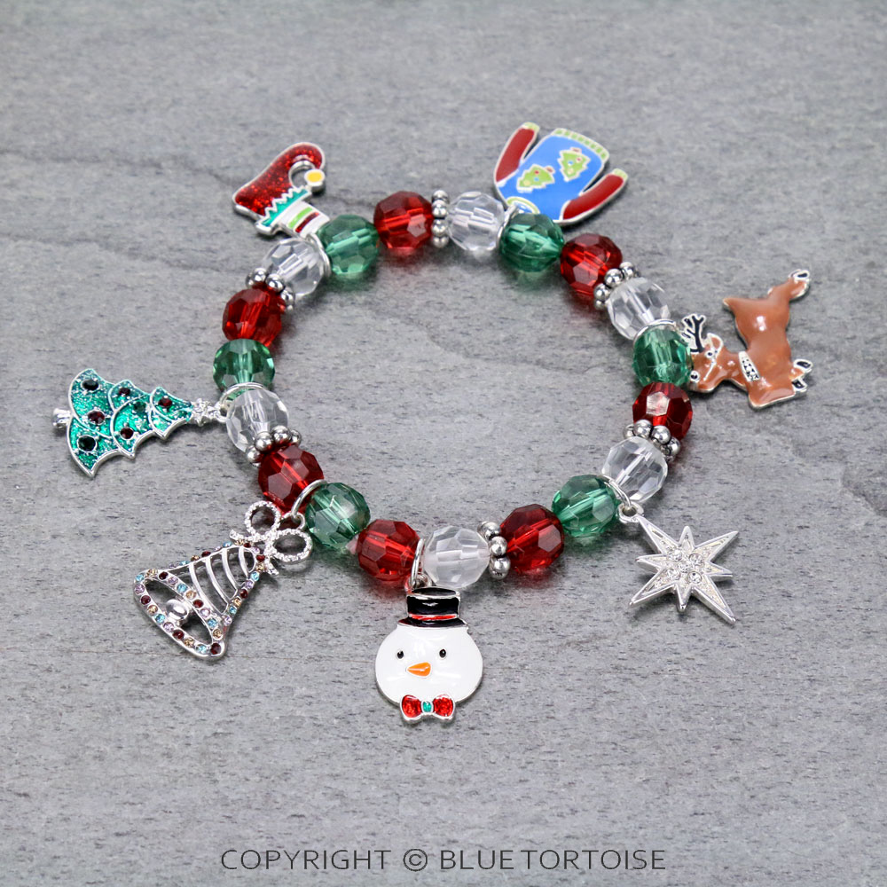 Christmas Theme Charm Stretch Bracelet