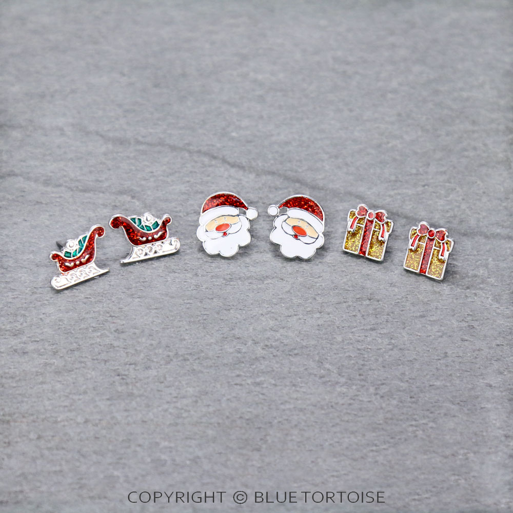 Christmas 3 Pair Epoxy Earring Set