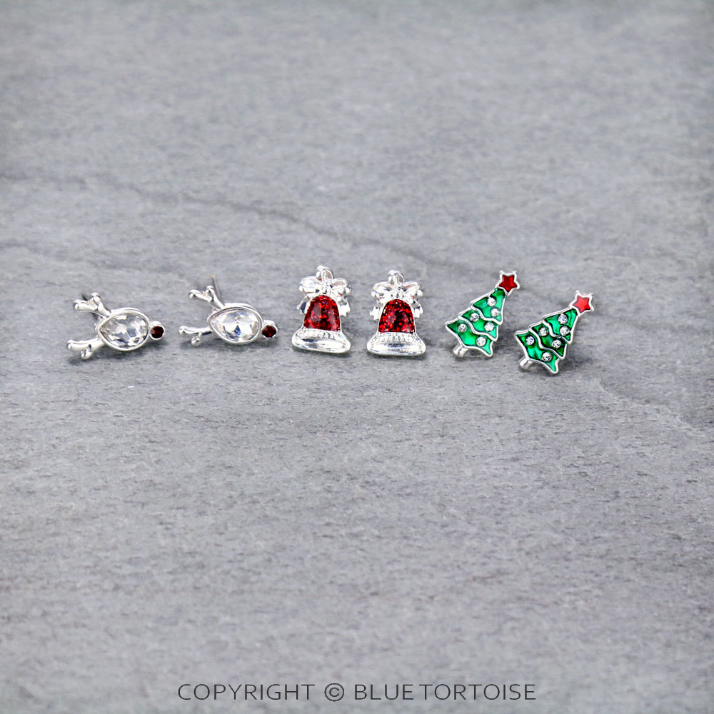 Christmas 3 Pair Epoxy Earring Set