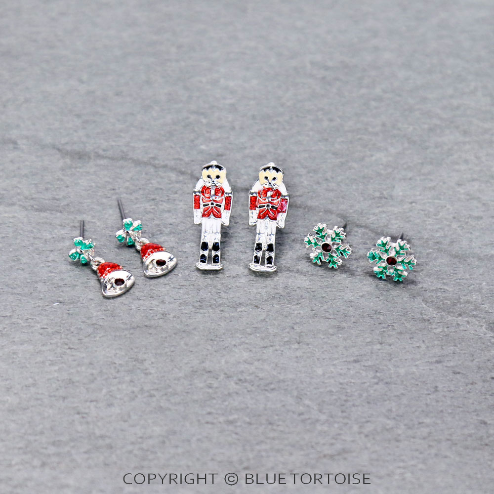 Christmas 3 Pair Epoxy Earring Set