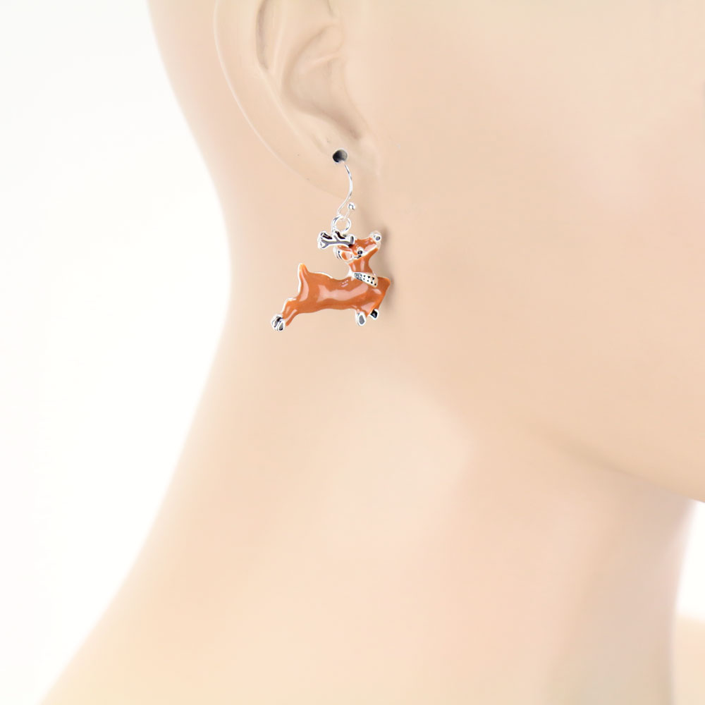 Christmas Epoxy Rudolph Dangle Earrings - Image 2