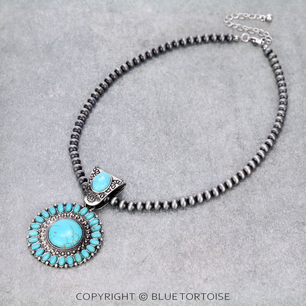 Western Chunky Stone Pendant Necklace