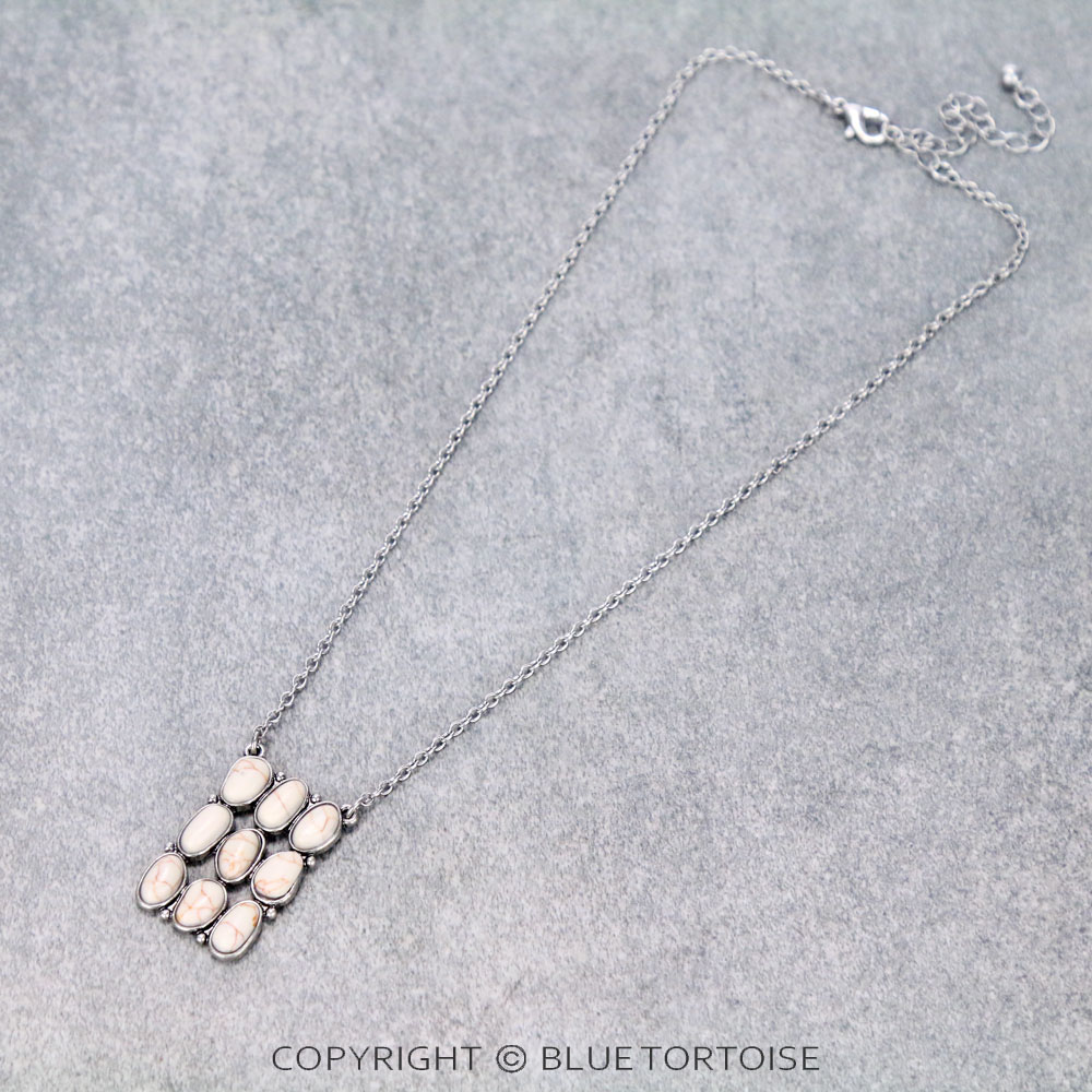 Western Geometric Stone Pendant Chain Necklace