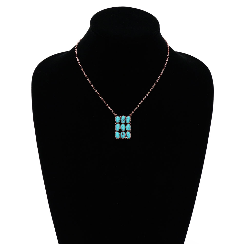 Western Geometric Stone Pendant Chain Necklace - Image 2