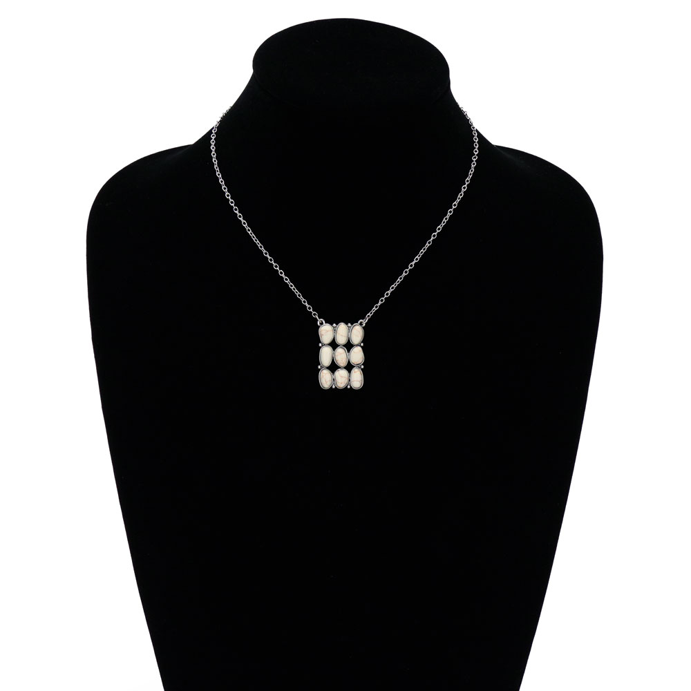 Western Geometric Stone Pendant Chain Necklace - Image 2