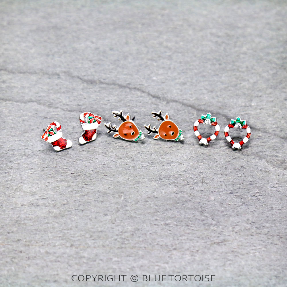 Christmas 3 Pair Epoxy Earring Set