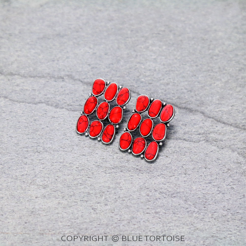 Western Geometric Stone Stud Earrings