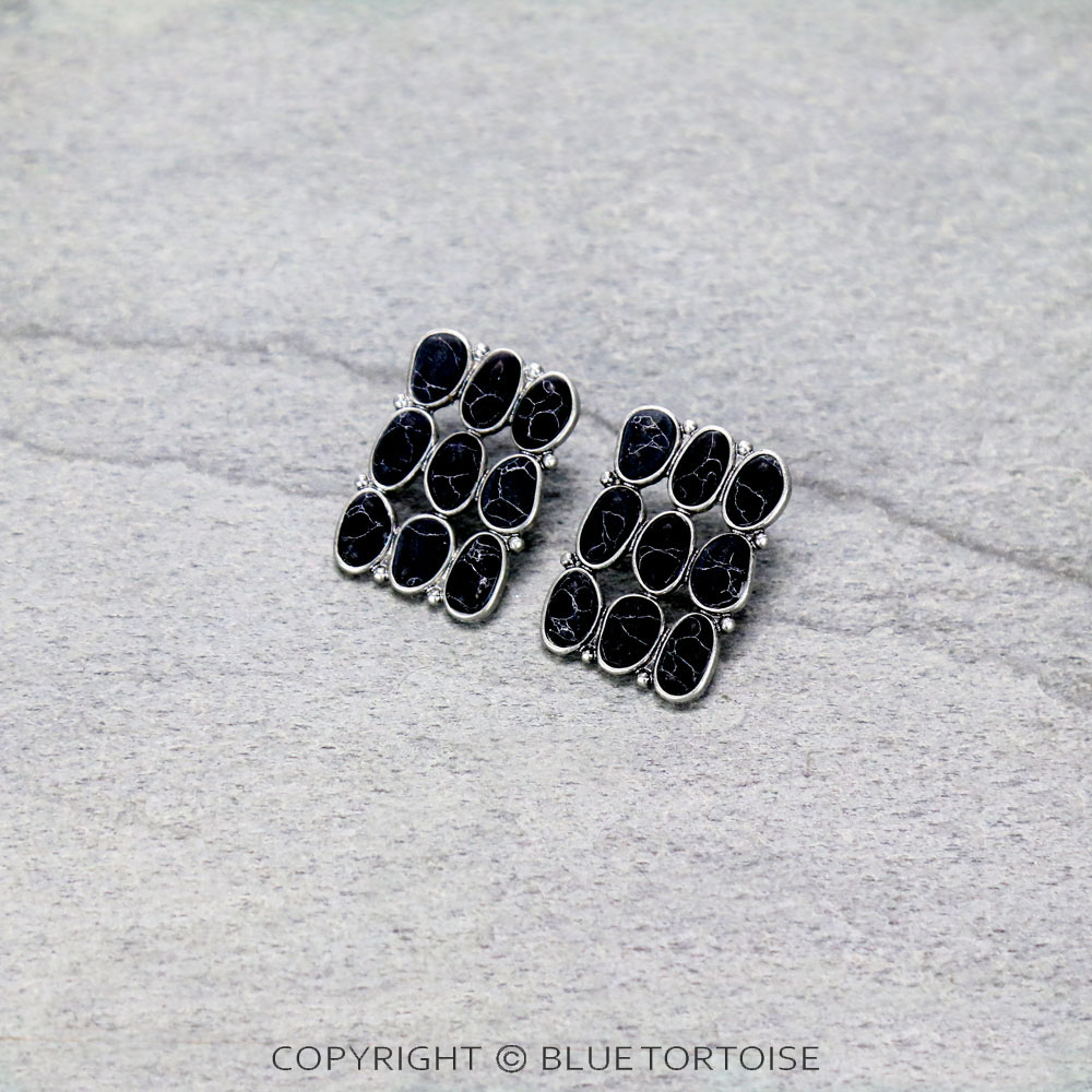 Western Geometric Stone Stud Earrings