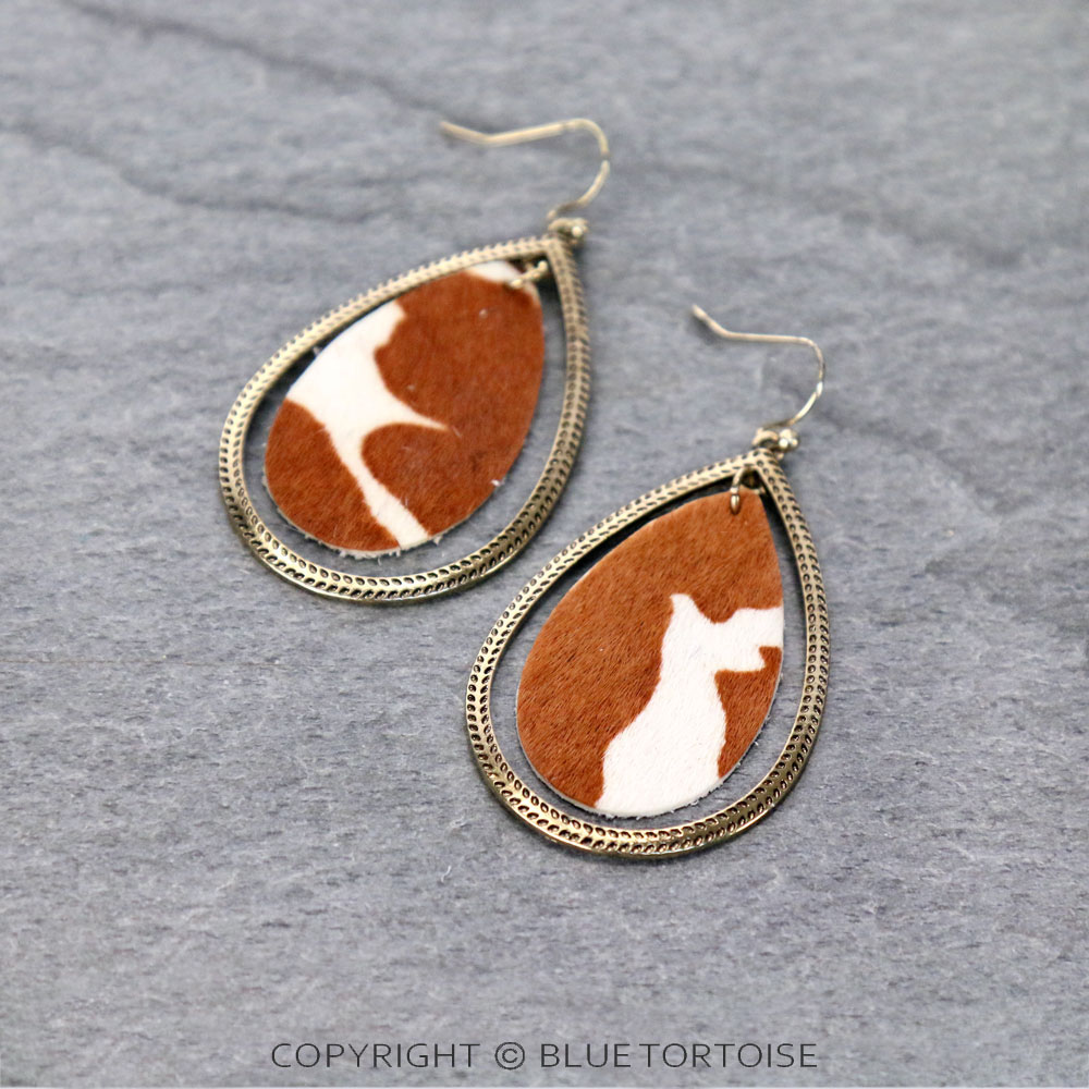 Genuine Leather Teardrop Dangle Earrings