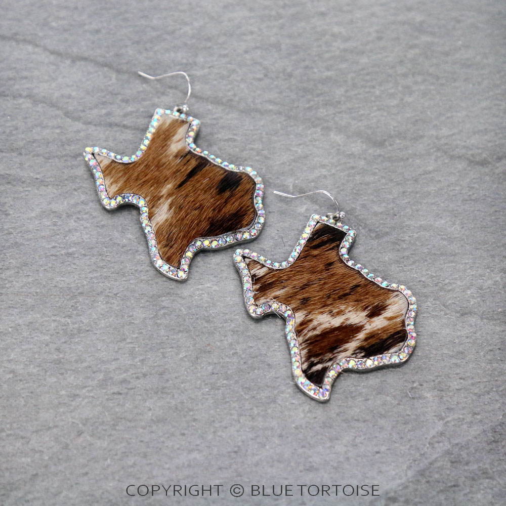 Genuine Leather Texas Map Dangle Earrings