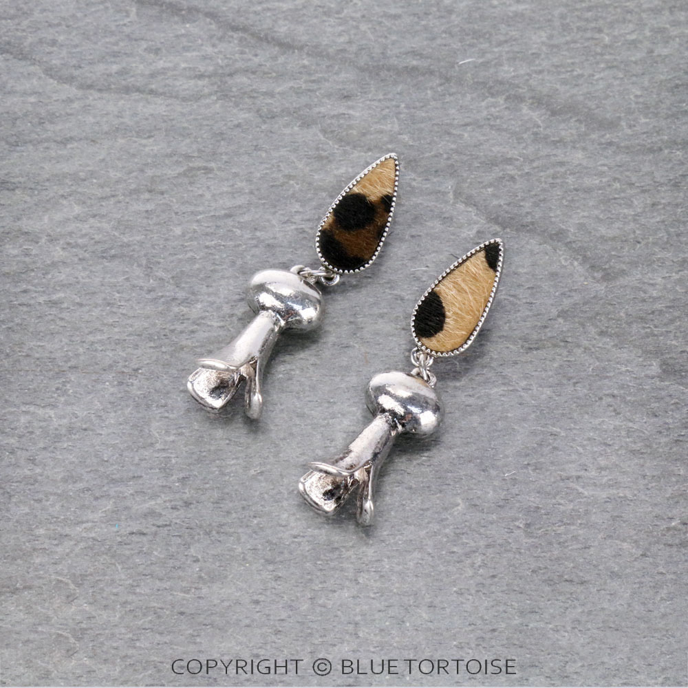 Western Single Squash Blossom with Leather Stud Earrings