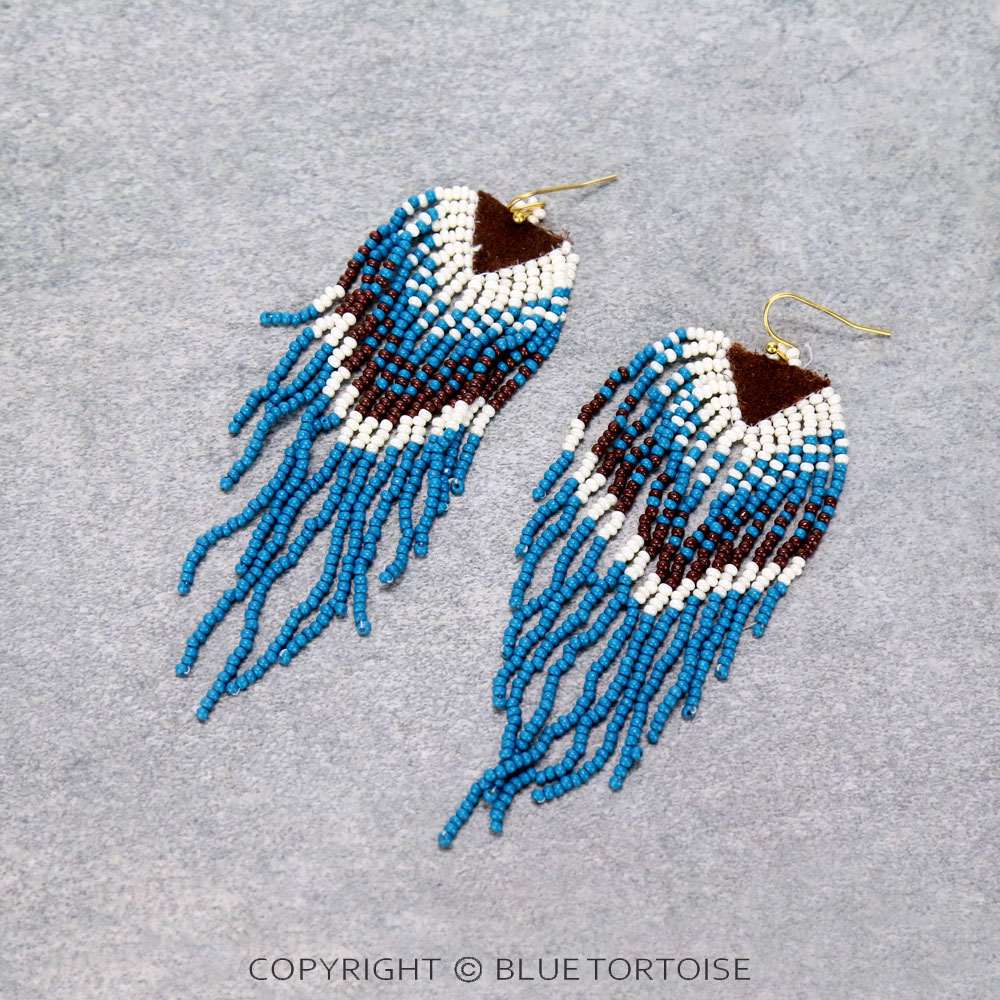 Seed Bead Tassel Dangle Earrings
