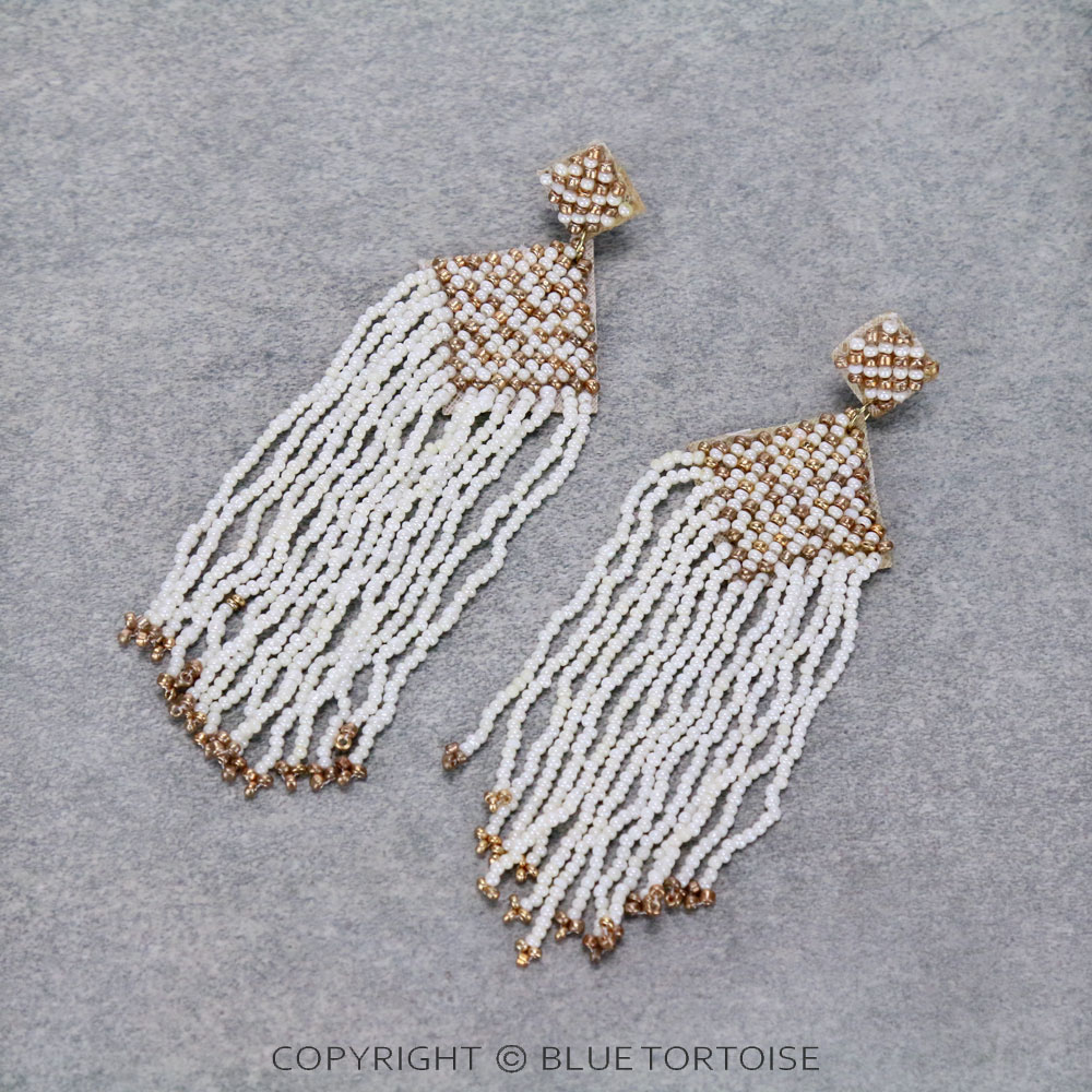 Western Seed Bead Tassel Stud Earrings