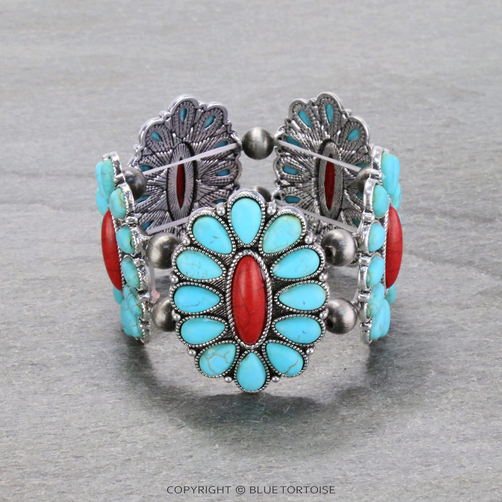 Western Concho Stone Stretch Bracelet