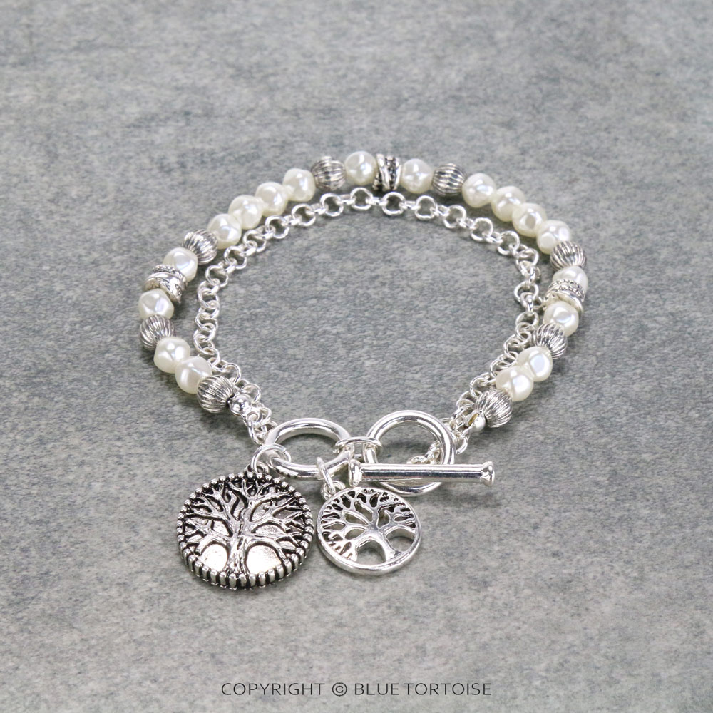 Tailored Tree of Life Pearl Toggle Bracelet