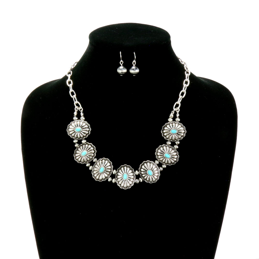 Western Concho Stone Necklace Set - Image 2