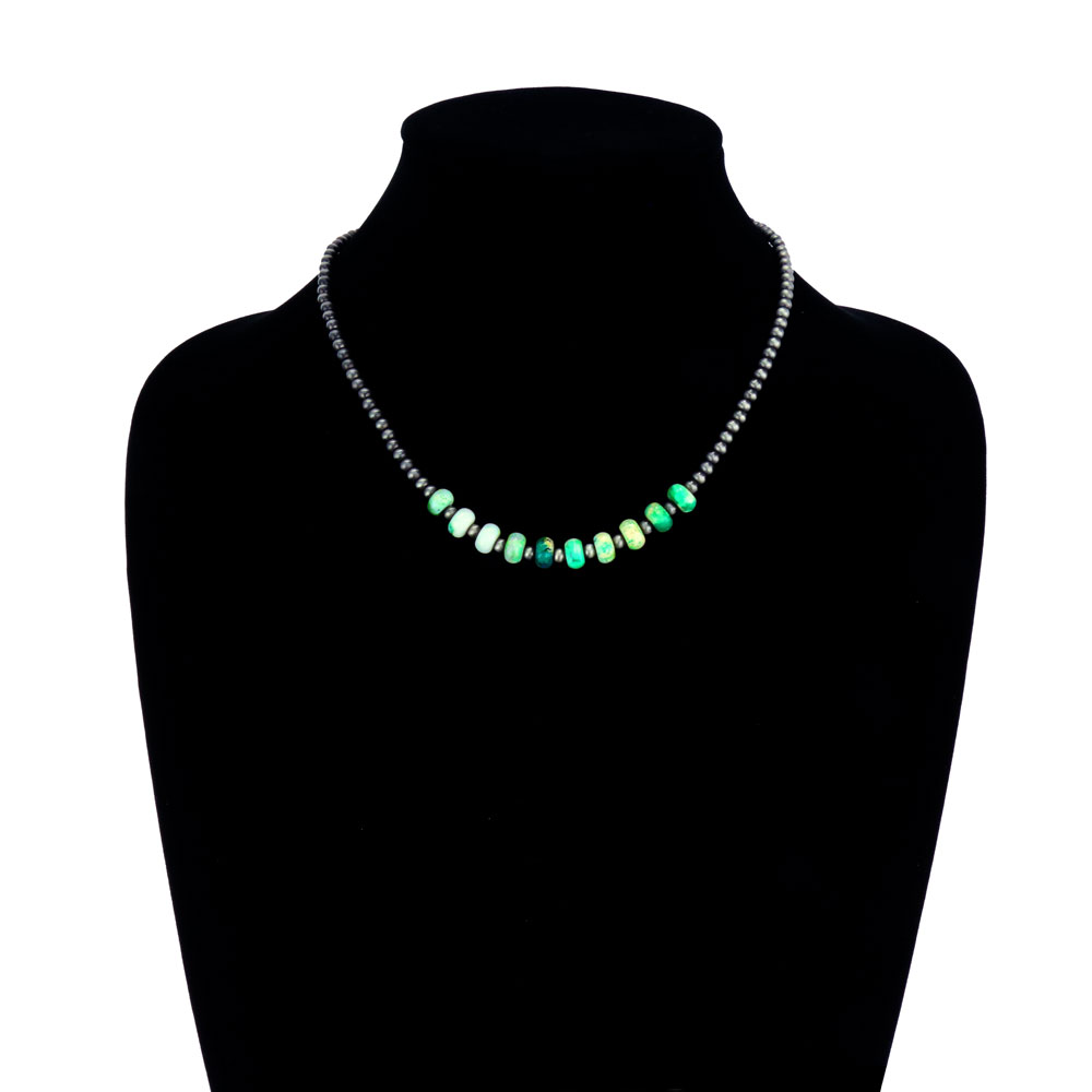15" Long, Tiny 4mm Navajo Style Pearl Necklace - Image 2