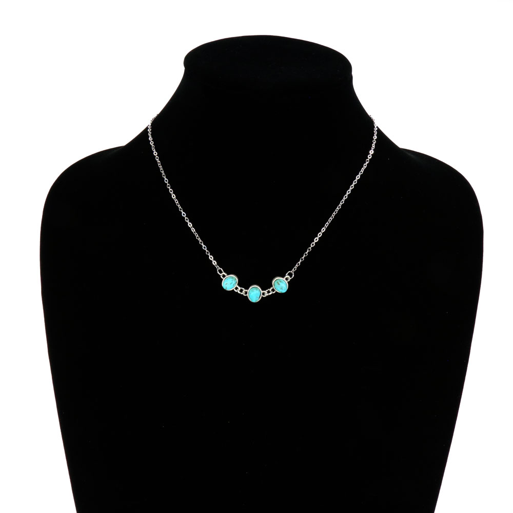 15" Long Platinum Plated Thick Sterling Silver Chain Necklace, Natural Stone Pendant - Image 2