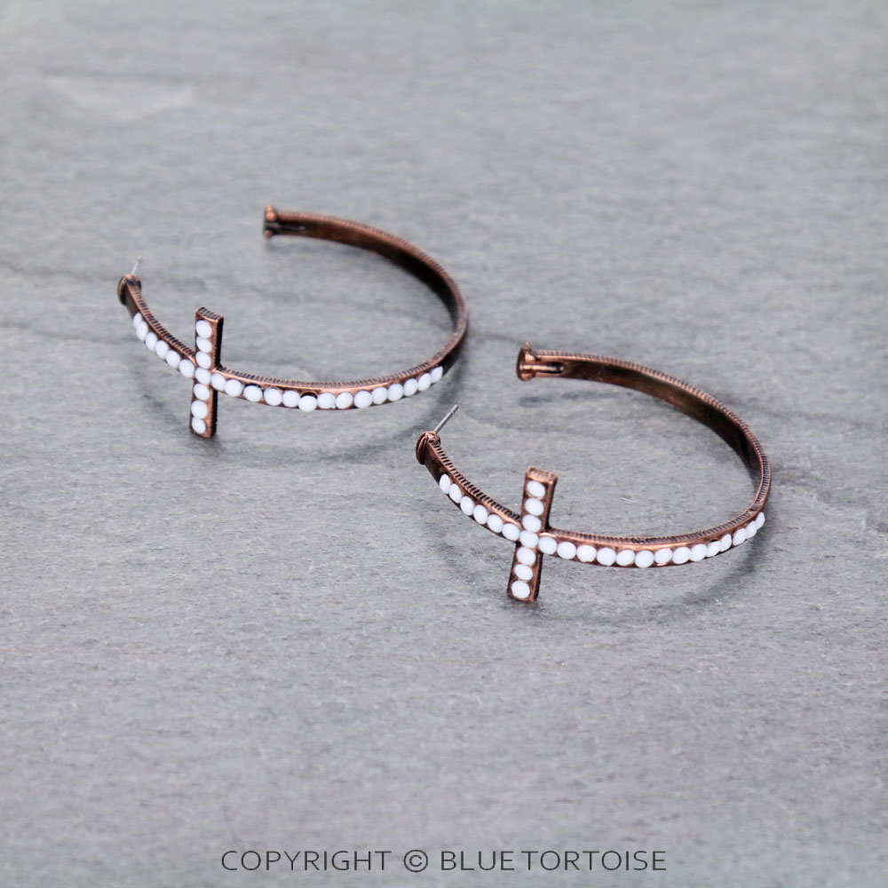 Western Cross Hoop Earrings