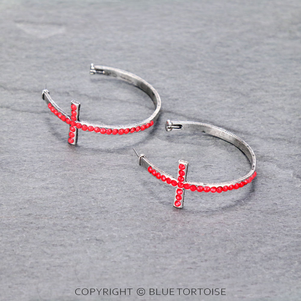 Western Cross Hoop Earrings