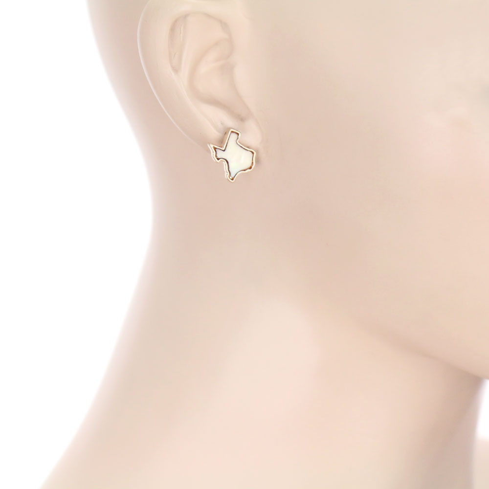 Texas Map Shaped Stone Stud Earrings - Image 2