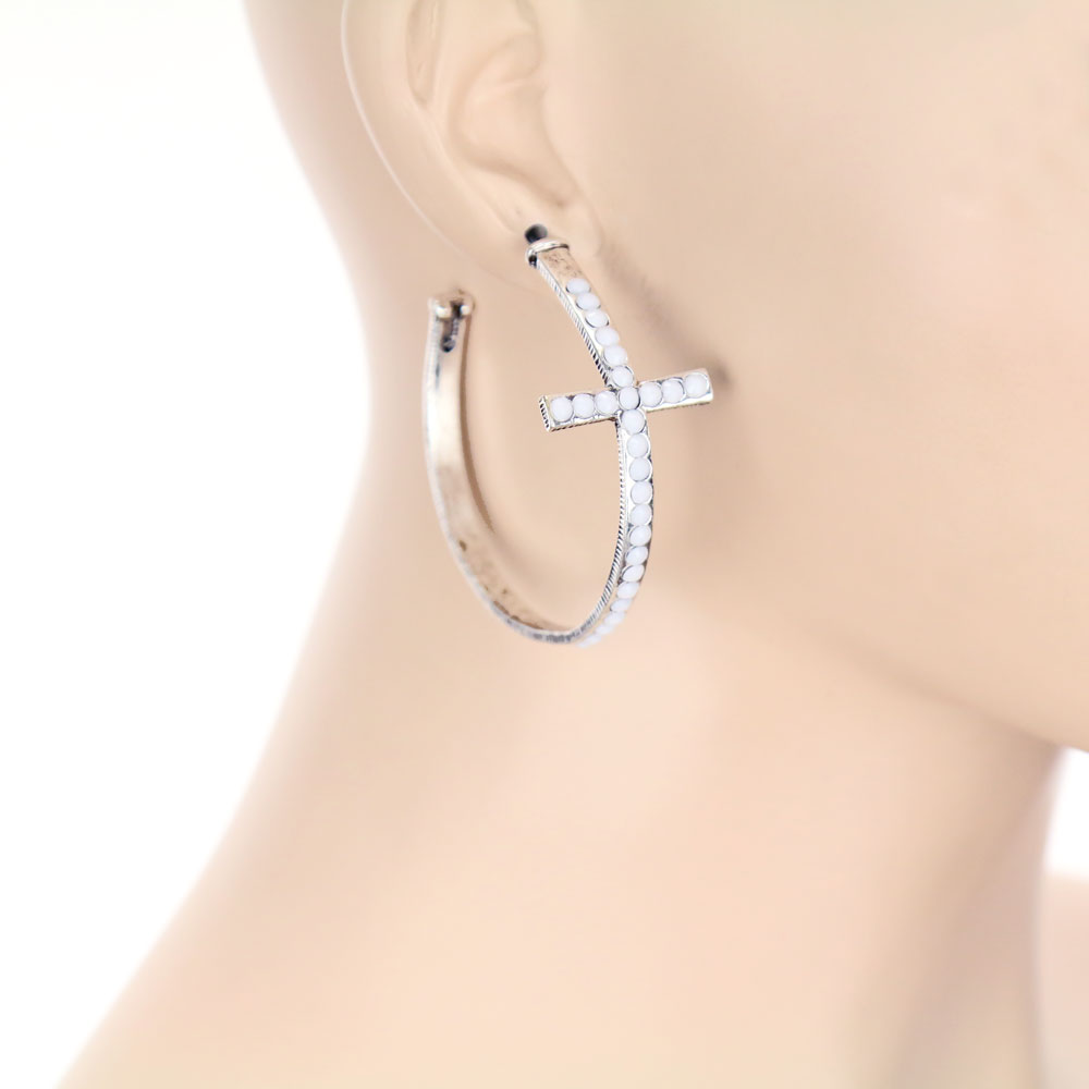 Western Cross Hoop Earrings - Image 2